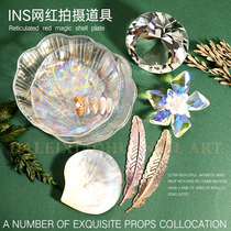 Nail art photo props Net red Japanese works display board metal feather sheet Large diamond background decoration tool