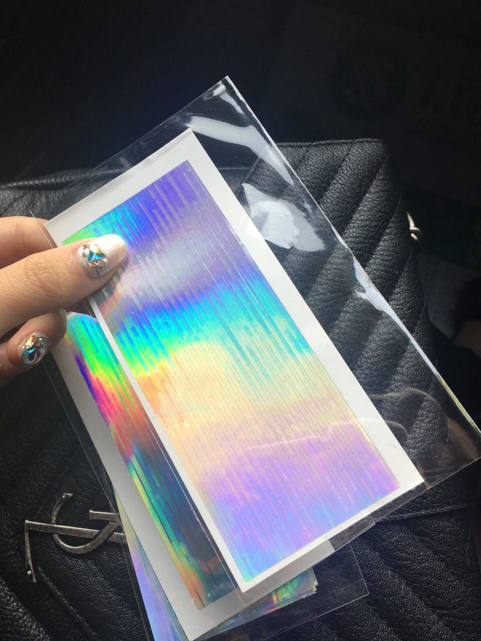 闪爆了!美甲激光镭射纸 闪闪闪指甲背胶条纹 七彩幻彩金银线