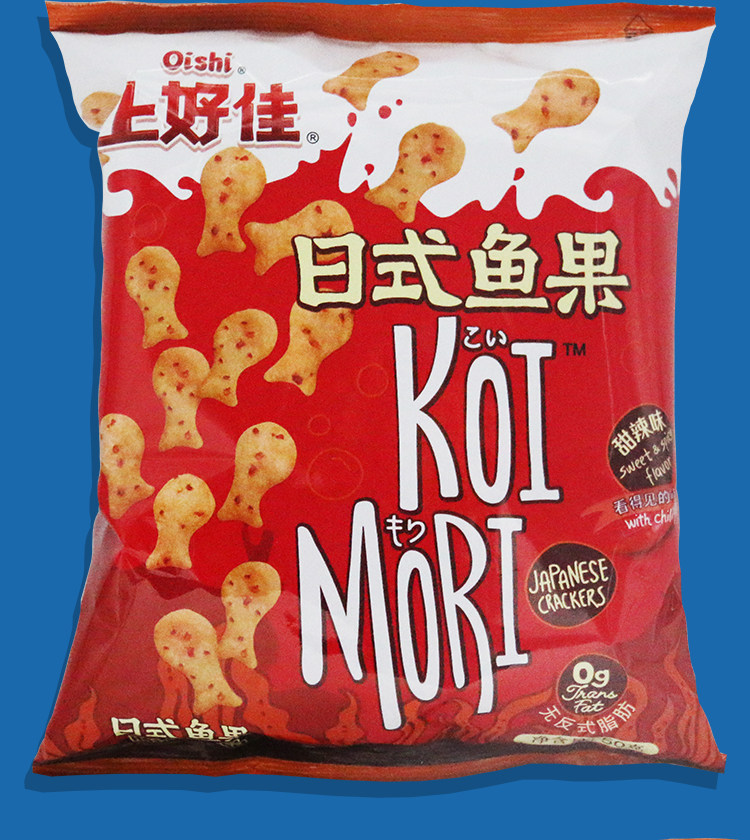 上好佳日式鱼果海苔甜辣味50g办公室零食非油炸儿童休闲膨化食品