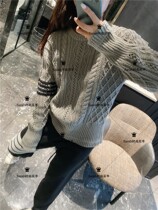 thom browne 21 new TB striped knitwear round neck pullover wool sweater for men and women