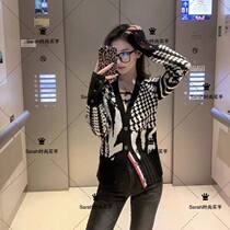 Thom Browne cardigan 21 autumn and winter TB zebra jacquard pattern mens and womens wool sweater jacket