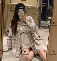 thom browne 21 new long-sleeved plaid shirt loose coat cardigan shirt men and women