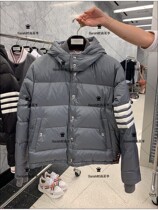 Thom Browne 20 Autumn Winter New TB four-bar detachable hooded mens and womens jacket down jacket