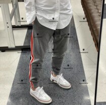 France Thom Brown casual trousers TB slim bilateral webbing cotton mens and womens sweatpants