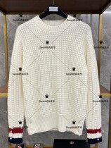 Thom Browne sweater college style three-color striped cuffs wool pullover long sleeve knits men and women