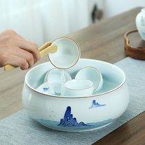 Relief Hand-painted Ceramics Large Size Tea Wash Home Utiliti Tea Accessories Cups Wash Tea Bowls Water Spittoon Pens Wash