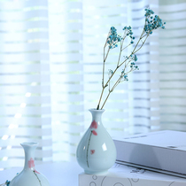 Small dried flower arrangement small porcelain bottle table top decoration jade bottle Guanyin bottle living room ornaments Zen small vase flower ware
