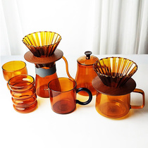 dheer coffee pot coffee cup glass filter Cup Japanese hand punch sharing pot Vintage Amber drip appliance