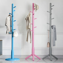 Solid wood coat rack hanger Floor-to-ceiling bedroom Nordic simple modern yellow pink blue childrens color hanger