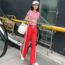Suit women 2021 new high-waisted wide-leg pants Western style casual net red fashion age-reducing thin summer two-piece suit