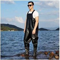 Sewer pants semi-body waterproof rain pants male waterproof clothes thickened full body sewer coat one-piece raincoat rain shoes thick leather