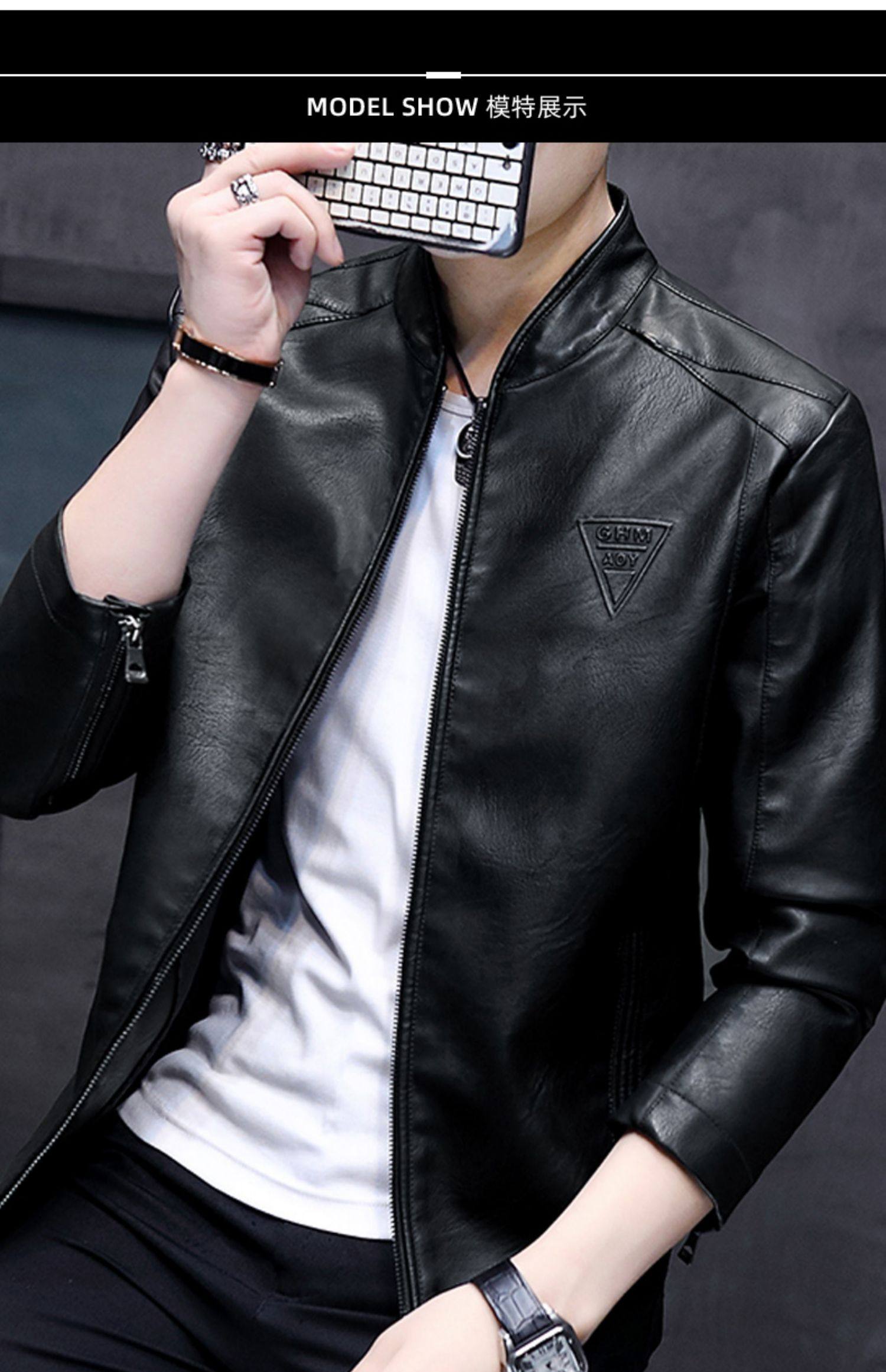 皮衣男皮夹克仿真皮衣服男装潮流帅气机车服修身韩版加绒加厚外套