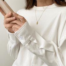 White t-shirt womens loose Korean version of the foreign design sense of mind 2021 spring and autumn new base shirt long-sleeved top tide