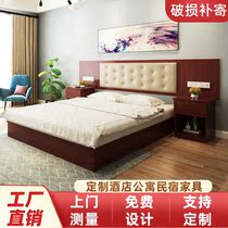 Hotel bed Hotel furniture bed custom single double bed Standard room Full set bed Hotel bed and breakfast rental house bed Hotel bed