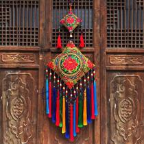 Yunnan ethnic style embroidered wind chimes pendant New embroidered fabric wind chimes Home decoration pendant embroidered wind chimes