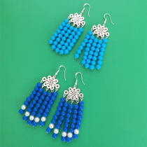 Ladies Mongolian earrings ethnic style handmade anti-sensitive earrings new Mongolian dance performance beaded decorative earrings