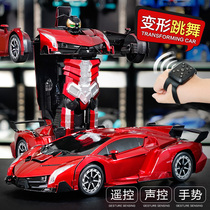 Sound-controlled gesture-induced deformed remote-controlled car charging car large diamond robot boy child toy car