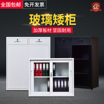 Office filing cabinet iron sheet sliding door sliding glass low cabinet data cabinet information A4 storage drawer with lock cabinet