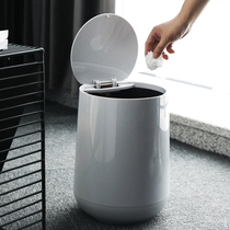 Creative round tube simple living room trash can household thickened large kitchen bathroom press-type paper basket