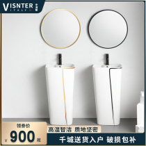 Balcony column washbasin integrated floor-standing wash basin hotel Basin Creative bathroom small column Basin