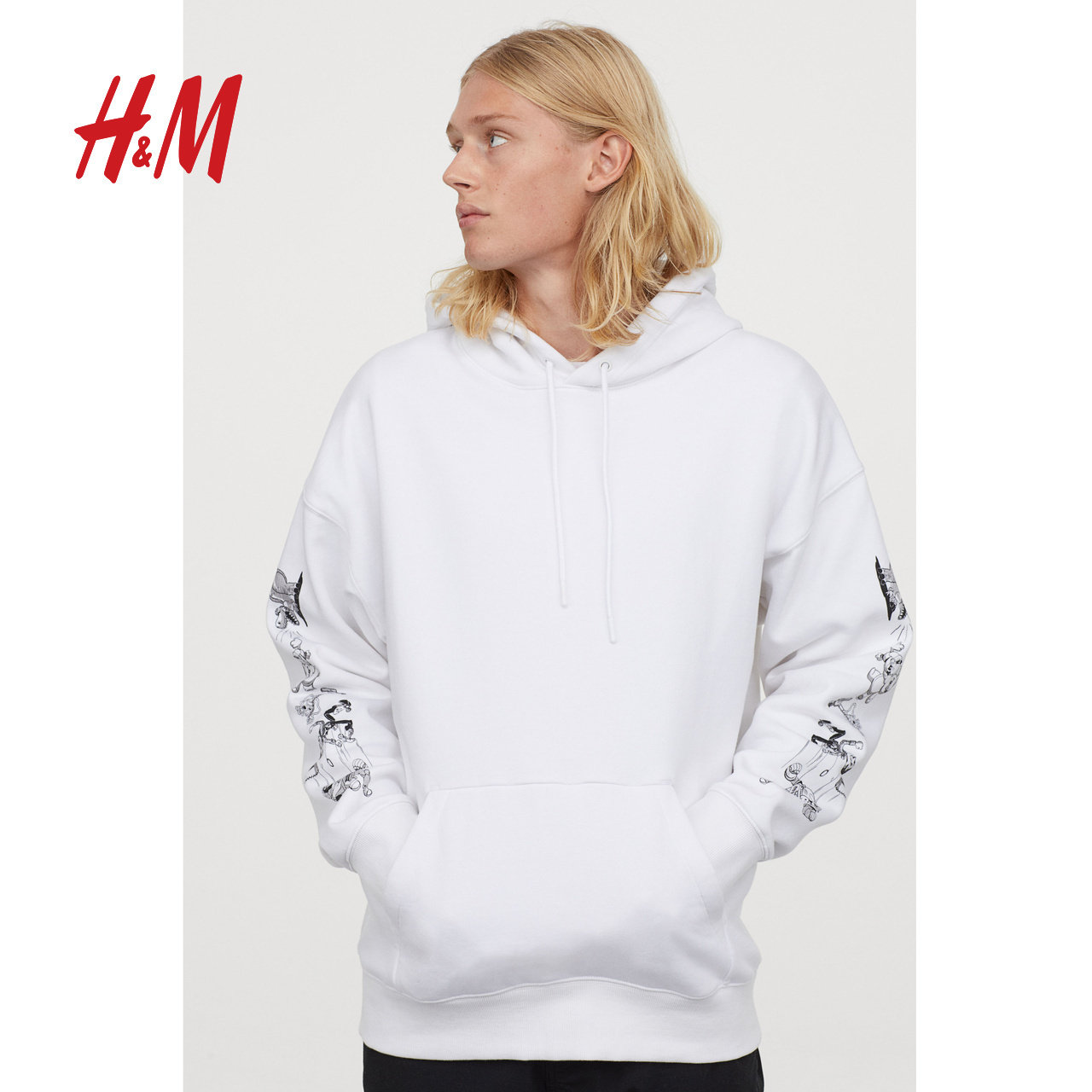 hm男装卫衣秋冬新款加绒联名外套连帽衫男 0937818