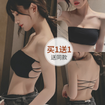 Strapless gather non-slip underwear womens thin summer chest wrap chest anti-light beauty back bra Net red pop style