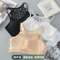 Net red pop beauty back bra anti-light hairy chest sling vest wrap-up ice silk underwear women without steel ring