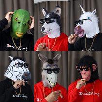 Weird fish headgear Douyin green murloc mask cute rabbit head horse orangutan mask performance props animal headgear