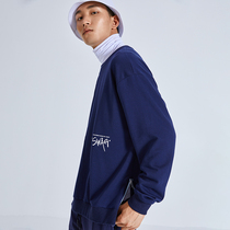 OMG Tide brand men and women with the same type couple embroidered split round neck pullover casual loose Joker sports sweater