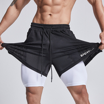OMG Tide brand mesh Ice Silk breathable running quick-dry sports shorts mens training fitness shorts three-point pants thin