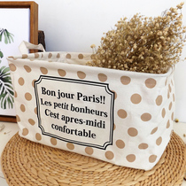 Cotton linen fabric dormitory desktop storage box folding waterproof toy storage basket finishing box sundries clothes storage basket