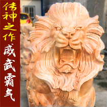 European stone lion pair of large sunset red climbing lion Hotel entrance town house evil spirits ornaments Bluestone modern walking lion