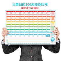 Weight loss schedule 100 days self-discipline artifact calendar punch card weight record this slimming wall sticker sports fitness table