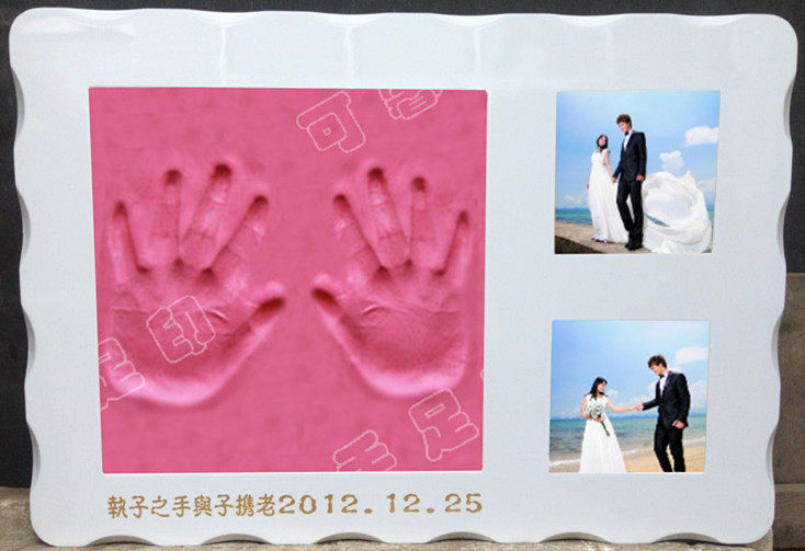 波浪相框结婚礼物手印泥 情侣婚庆手印泥手足印 婚礼手模