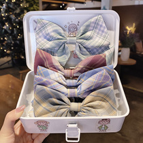 JK plaid big butterfly knot head decorated hair clip rear brain spoon South Korean Senseian fairy Korean version of the superfairy hairpin clip foreign air