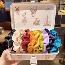 Large Intestine Hair Ring Ins set of leather fascia Rinds Pig Fat Sausage Head Rope Korean satin Satin Hair Rope Genuine Silk Screen Red Headwear