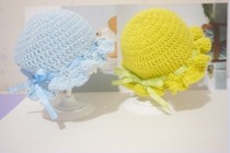 Crochet illustration 0-3 years old (butterfly knots ribbon baby cap) wool line handwoven doll tutorial No video