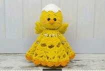 Manual DIY Crochet Knitting Wool Cord Doll Doll Small Chicken Appeasement Towel for Tutorials Tutorials Non-finished No Video
