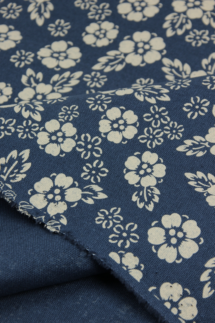 台湾厚棉布日系复古蓝民族风印花布料 手工diy包包桌布面料纯棉