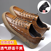 Golden Hoe Small Shop About Haas Mens Shoes San Lima Autumn Crocodile Single Shoes Fashion Joker Casual Leather Shoes 7718