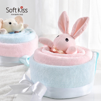 Christmas gift towel bath towel three-piece set with hand gift box high-end set creative Full Moon birthday cake cartoon