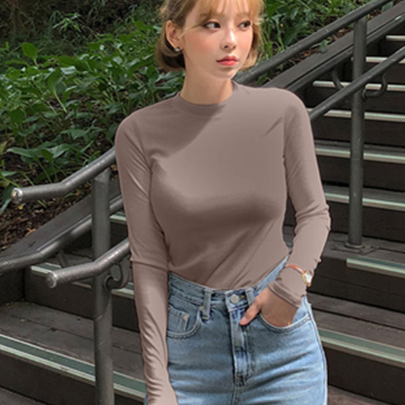 images 13:High-collar bottom shirt girl early autumn 2022 new pile lead blue autumn winter hundred ladies long-sleeved t-shirt top images 13:High-collar bottom shirt girl early autumn 2022 new pile lead blue autumn winter hundred ladies long-sleeved t-shirt top