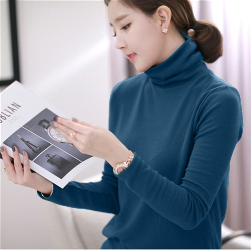 images 2:Tall-collar bottom shirt female autumn 2022 new tide autumn coat wearing a large size and thick long-sleeved pile top images 2:Tall-collar bottom shirt female autumn 2022 new tide autumn coat wearing a large size and thick long-sleeved pile top