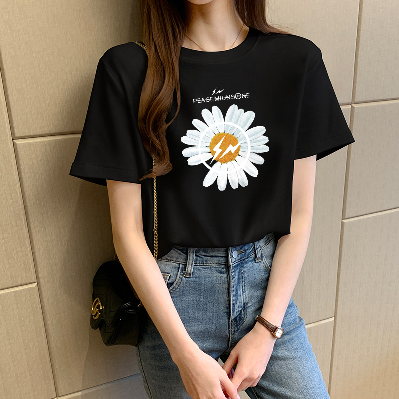 images 5:In 2022, the new summer pure cotton half-sleeved loose-leeved Han version of the black short-sleeved T-shirt female ⁇ caterpillar red in the Internet images 5:In 2022, the new summer pure cotton half-sleeved loose-leeved Han version of the black short-sleeved T-shirt female ⁇ caterpillar red in the Internet