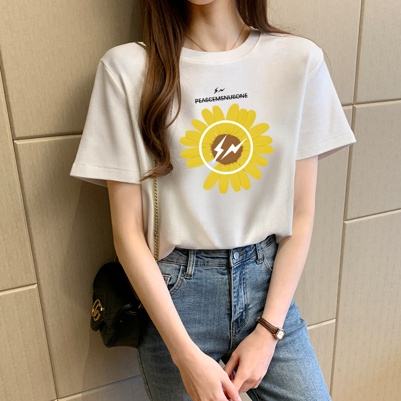 images 1:Little Daisy Pure Cotton Short-Sleeved T-shirt Girl Summer Loose Korea East Gate New Internet Reds Clothes Tide in 2021 images 1:Little Daisy Pure Cotton Short-Sleeved T-shirt Girl Summer Loose Korea East Gate New Internet Reds Clothes Tide in 2021