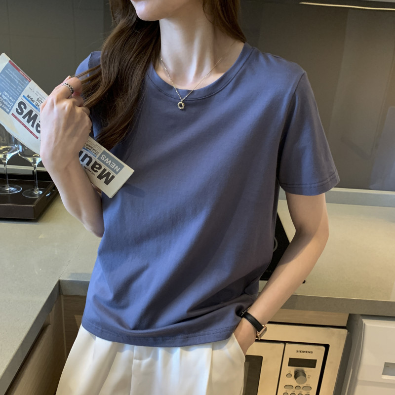 images 12:Pure cotton white t-shirt short sleeve summer 2022 new loose thin-dressed undershirt t ⁇ built-in pure-colored thin top images 12:Pure cotton white t-shirt short sleeve summer 2022 new loose thin-dressed undershirt t ⁇ built-in pure-colored thin top