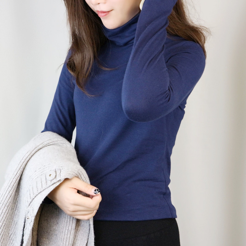 images 3:High-collar bottom shirt girl early autumn 2022 new pile lead blue autumn winter hundred ladies long-sleeved t-shirt top images 3:High-collar bottom shirt girl early autumn 2022 new pile lead blue autumn winter hundred ladies long-sleeved t-shirt top