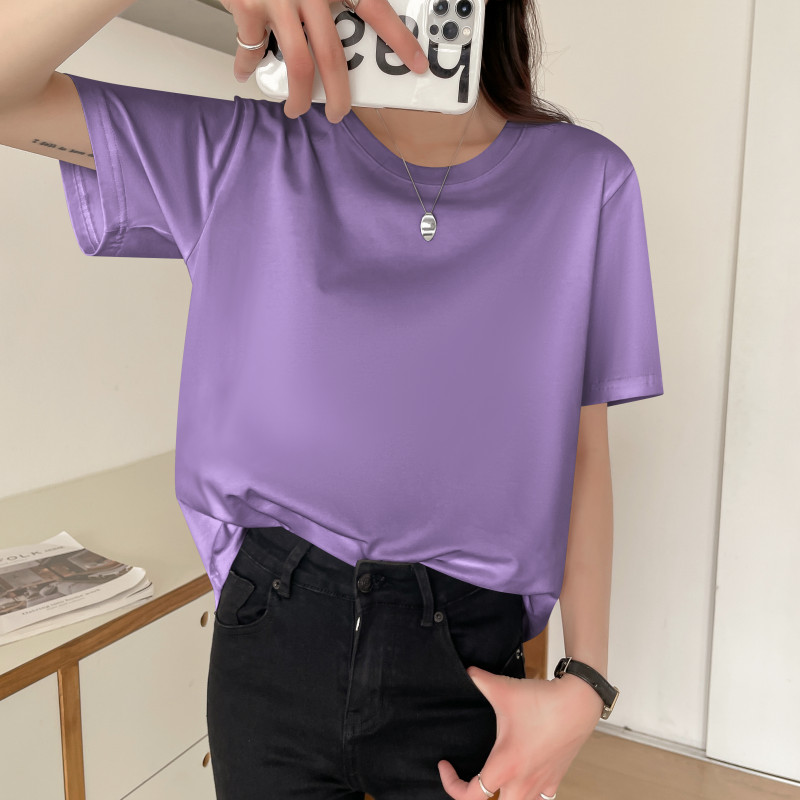 images 5:European station white t-shirt short sleeve spring and summer 2022 new round collar pure white t loose inner complex ⁇ top images 5:European station white t-shirt short sleeve spring and summer 2022 new round collar pure white t loose inner complex ⁇ top