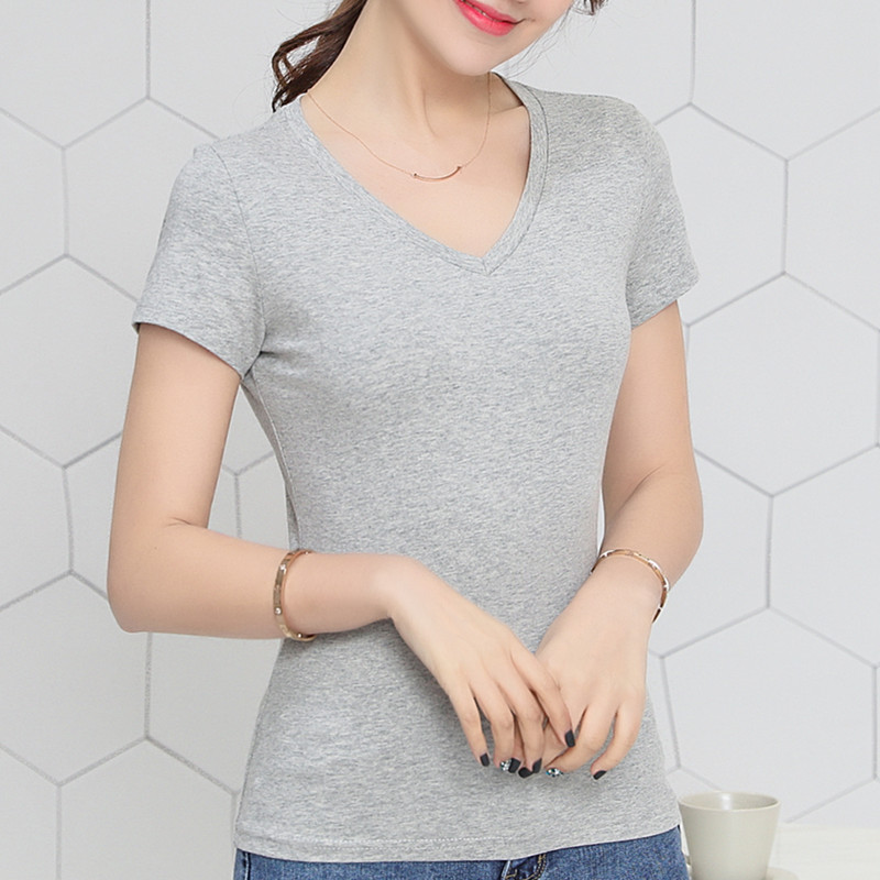 images 14:White T-shirt female short sleeve half-high collar tights bottom shirt repair body-shirt pure cotton half-sleeve and put on spring and summer clothes images 14:White T-shirt female short sleeve half-high collar tights bottom shirt repair body-shirt pure cotton half-sleeve and put on spring and summer clothes