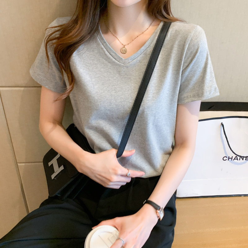 images 16:Pure cotton white t-shirt short sleeve summer 2022 new loose thin-dressed undershirt t ⁇ built-in pure-colored thin top images 16:Pure cotton white t-shirt short sleeve summer 2022 new loose thin-dressed undershirt t ⁇ built-in pure-colored thin top
